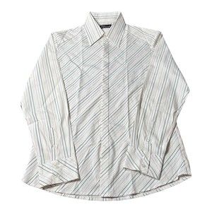 7 Diamonds White Striped Collard Long Sleeve Dress Shirt Korea Men’s Size L